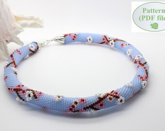 Bead Crochet PATTERN - "Sakura"  - Necklace Making - Bracelet Pattern - Beaded Rope - PDF