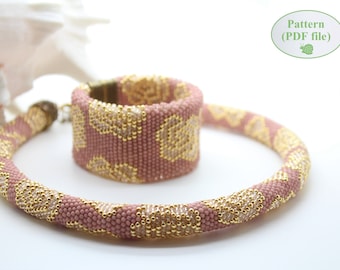 Bead Crochet PATTERN - "Pale Petals"  - Necklace Making - Bracelet Pattern - Beaded Rope - PDF