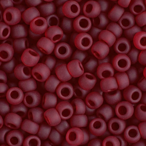 TR-15-5CF - Toho Seed Beads size 15/0 Transparent Frosted Ruby Dark Red