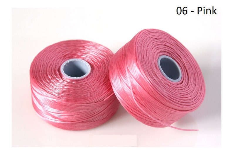 Hilo S-LON Tamaño D Monocordón de cuentas de nailon Carretes de 78 yardas de longitud 12 COLORES Hecho en EE. UU. 06 - Pink