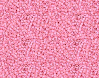 TR-11-191B - TOHO Round Seed Beads Size 11/0 Inside-Color Transparent-Rainbow Crystal/Hot Pink-Lined