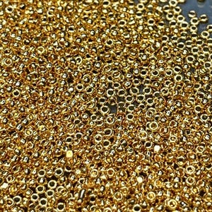 Perles de rocaille Charlotte plaquées or 15/0 24 carats, perles d'espacement rondes rocaille en verre tchèque