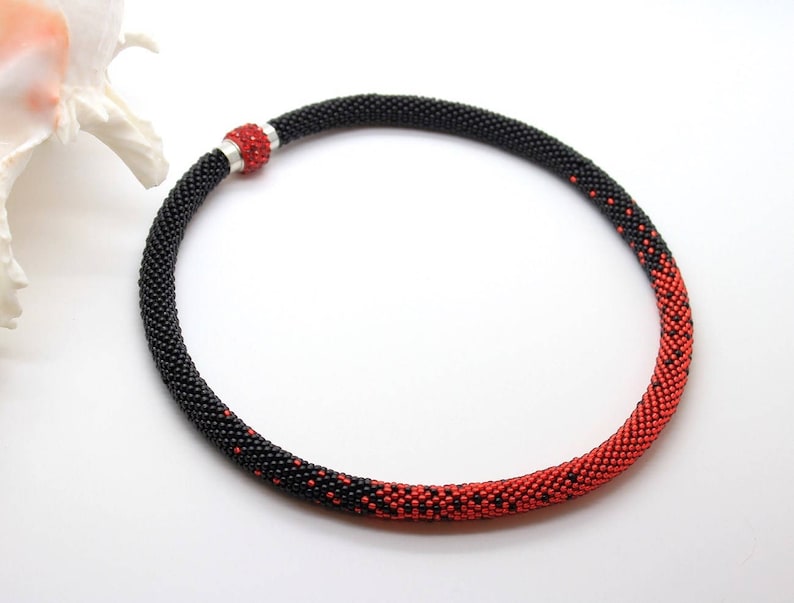 Beading Tutorial Tubular Bead Pattern Choker Pattern Beaded Rope Crochet Bead Rope Downloadable Pattern Bead Crochet Pattern Red/&Black