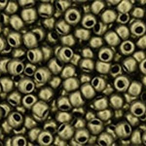 TR-11-Y615 - TOHO Round Seed Beads Size 11/0 HYBRID Antique Gold Metallic Suede