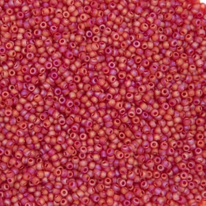 TR-11-165bf - Cuentas redondas TOHO tamaño 11/0, transparentes, arcoíris, esmerilado, rubí Siam