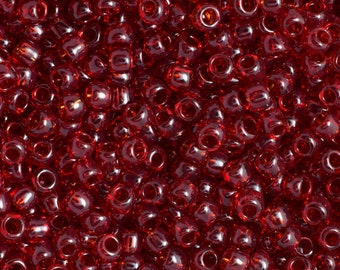 TR-15-5C - TOHO Round Seed Beads 15/0 size Transparent Ruby Red