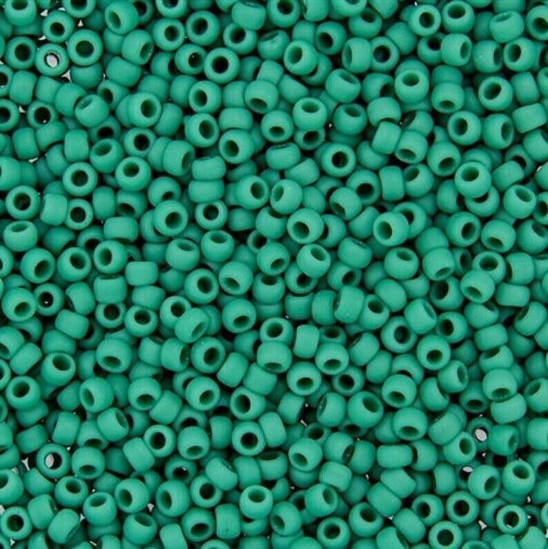 TR-15-55d - TOHO Runde Rocailles 15/0 Größe Grün Türkis Opak Bild 4