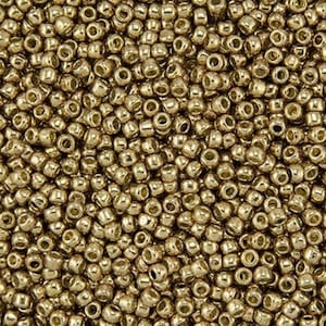 TR-11-pf592 TOHO Round Seed Beads 11/0 size PermaFinish Galvanized Golden Fleece