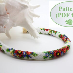 Pärlvirkningsmönster - "Dansande blommor" - Halsbandstillverkning - Armbandsmönster - Pärlrep - PDF