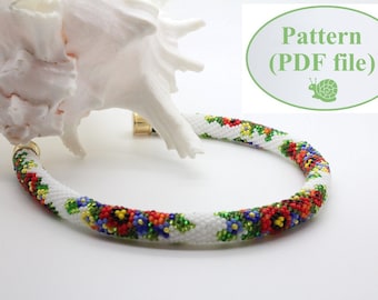 Bead Crochet PATTERN - "Dancing Flowers" - Necklace Making - Bracelet Pattern - Beaded Rope - PDF