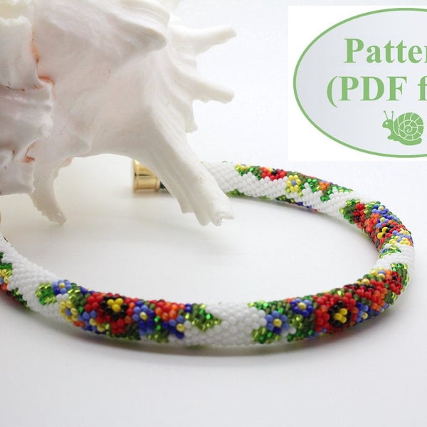 Bead Crochet PATTERN - "Dancing Flowers" - Necklace Making - Bracelet Pattern - Beaded Rope - PDF