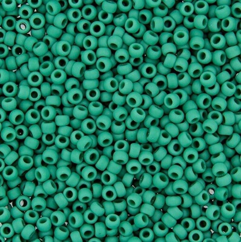 TR-15-55d - TOHO Runde Rocailles 15/0 Größe Grün Türkis Opak Bild 3