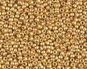 DBS191f - Miyuki 15/0 Round Rocailles - 24kt Gold Plated Matt