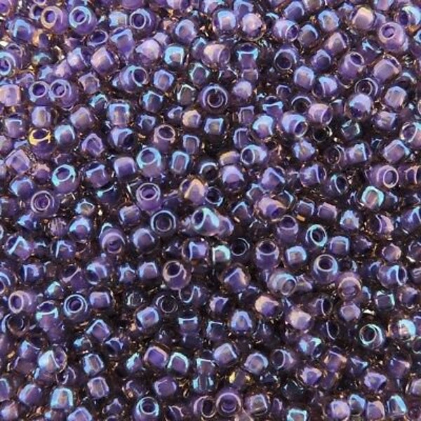 TR-11-928 - TOHO Round Seed Beads Size 11/0, Inside Color Rainbow Rosalind/Opaque Purple Lined Amethyst