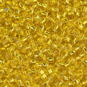 Preciosa Seed Beads 11/0 Yellow Silver Lined Czech Glass Rocaille Round Spacer Beads for jewelry making and Beading DIY