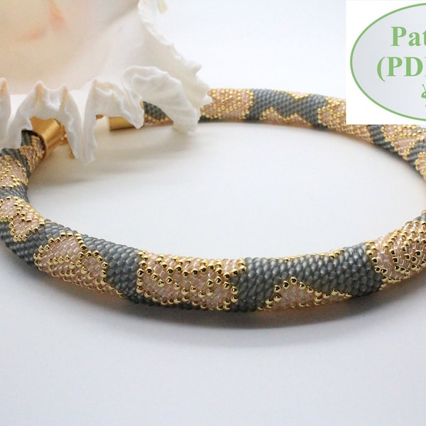 Bead Crochet PATTERN - "Pale Petals"  - Necklace Making - Bracelet Pattern - Beaded Rope - PDF