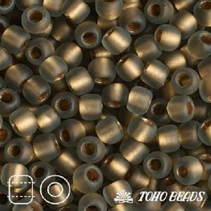 TR-11-999F - TOHO Round Seed Beads Size 11/0 Frosted Gold-Lined Black Diamond image 1
