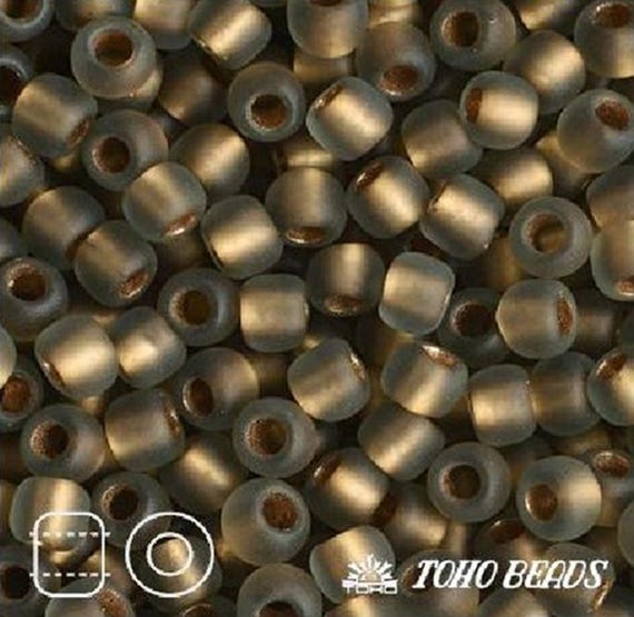 TR-11-999F - TOHO Round Seed Beads Size 11/0 Frosted Gold-Lined Black Diamond