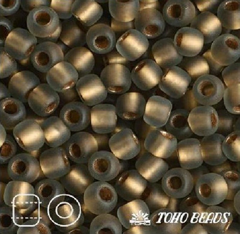 TR-11-999F - TOHO Round Seed Beads Size 11/0 Frosted Gold-Lined Black Diamond image 1