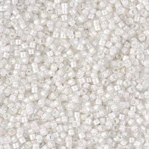 DB066 -   MIYUKI DELICA, Lined White AB, Japanese Seed Beads Size 11/0