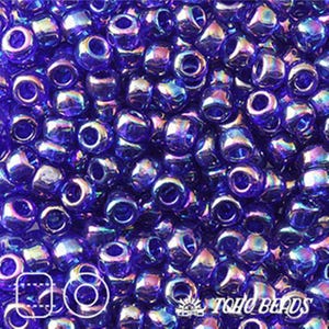 TR-15-87 - TOHO Round Seed Beads 15/0 size Dark Sapphire Transparent Rainbow