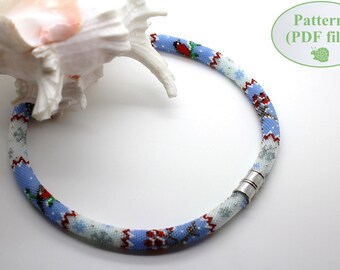 Bead Crochet PATTERN - "Winter Collage"  - Necklace Making - Bracelet Pattern - Beaded Rope - PDF