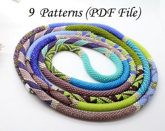 Bead Crochet PATTERN -  "Wild Herbs"  - Necklace Making - Bracelet Pattern - Beaded Rope - PDF