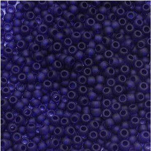 TR-11-8DF - TOHO Round Seed Beads 11/0 size Transparent-Frosted Cobalt  Dark Navy