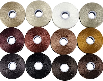 S-LON Size D Thread - Nylon beading monocord - 78 yard length spools - 12 COLORS - Made in USA