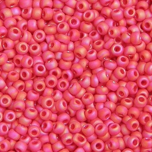 TR-11-405F - TOHO Round Seed Beads Size 11/0 Red Matte Opaque Rainbow