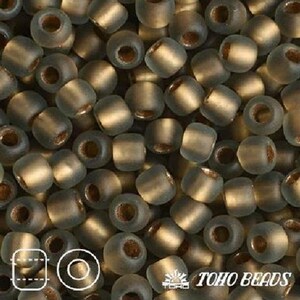 TR-11-999F - TOHO Round Seed Beads Size 11/0 Frosted Gold-Lined Black Diamond image 5