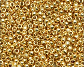 TR-15-pf557 - TOHO Runde Rocailles Größe 15/0 Permafinish Galvanized Starlight Gold