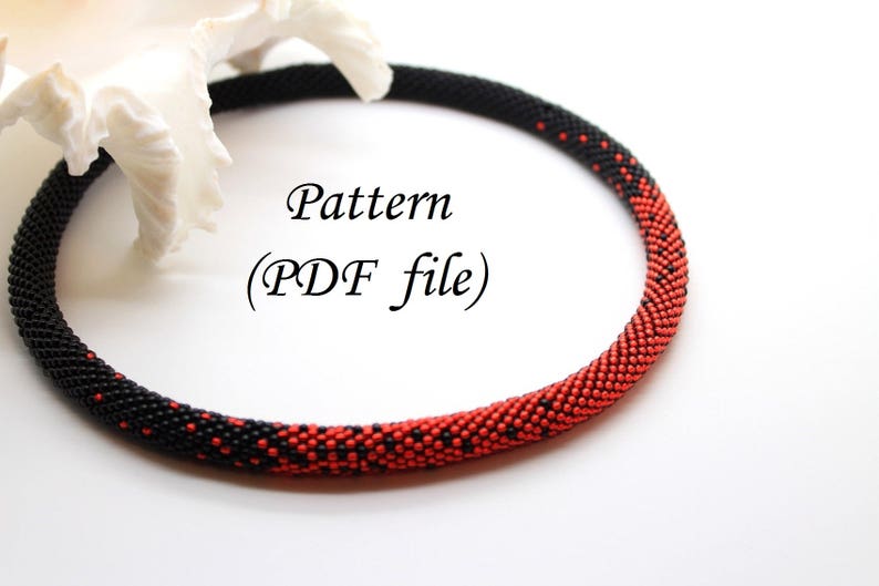 Beading Tutorial Tubular Bead Pattern Choker Pattern Beaded Rope Crochet Bead Rope Downloadable Pattern Bead Crochet Pattern Red/&Black