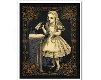 Alice i Underlandet konsttryck, vintage bokillustration