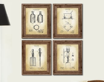 Vintage Pharmacy Patent Prints, Pharmacist Gift, Set of 4