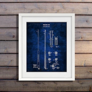 Billiards Poster art print #4 Billiard Cue design invented in 1910 with dark blue background, Billiard gift for him, rec room decor