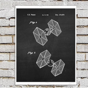 Star Wars print #4 Tie Fighter Patent Poster, Star Wars Decor, Star Wars Boys bedroom Decor,  Movie Wall Art, Star Wars Ship, Star Wars Gift