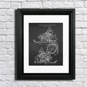 Vintage Snowmobile Art print #3 unframed - snowmobile decor - winter decor- lake cottage decor - snowmobiling gift idea - snowmobiling decor