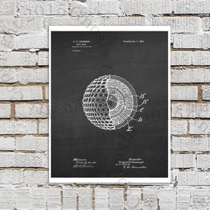 Golf Ball Poster print #3 black White chalkboard Art Print, Golf Print, Golf Wall Art, Golf Ball Invention Patent Drawing, Golf Ball Decor
