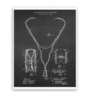 Stethoscope Patent art print #2  with Chalkboard background - medical student graduation gift- gift for nurse - doctor&#39;s waiting room decor