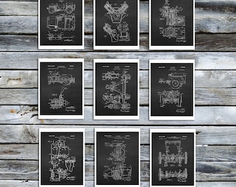 Antique Willys Jeep Patent Prints, Military Vehicle Art, Set of 9