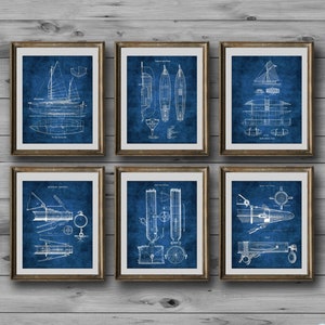 Yacht Blueprints Sailing Wall Decor Set of 6 Unframed Art Prints Nautical Gifts