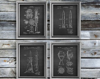 Set de láminas con patentes de cohetes – Decoración espacial para habitación infantil, Arte con planos de la NASA