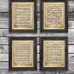 Bach Music Score Print Set, Vintage Manuscript Wall Art
