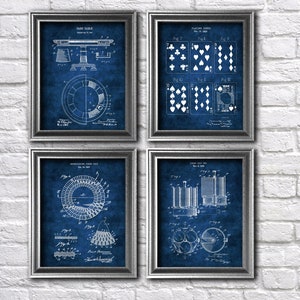 Poker decor set of 4 art unframed blueprints Wall Decoration for game room