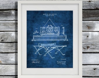 Ping Pong Table Tennis Game Room Blue Wall Decor Art Print #2