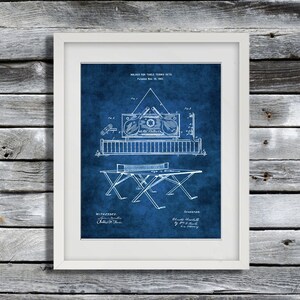 Ping Pong Table Tennis Game Room Blue Wall Decor Art Print #2