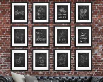 Harley Motorcycle Wall Decor Patent Posters set of 12, Harley Motorbike Decor. Motorcycle Decor, Gift for Biker