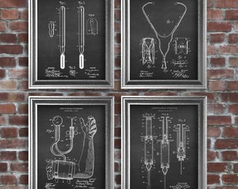 Medical Patent Prints, Doctor's Office Chalkboard Art (Set of 4)