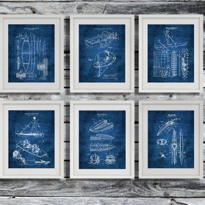 Lake House Decor-Set mit 6 ungerahmten Kanu-Kajak-Paddleboard-Wakeboard-Jet-Ski-Patententwürfen